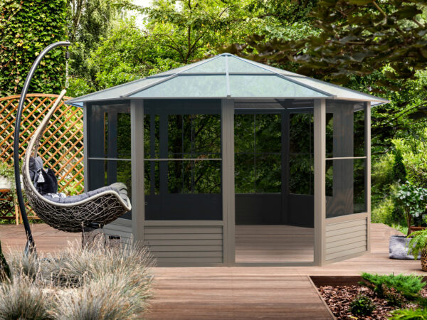 Solarium Florence Free-standing 12x12 Beige With Polycarbonate Roof