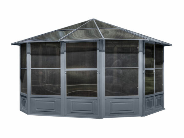 Solarium Florence Auto-Portant 12x12 Gris Avec Toît en Polycarbonate – Image 2
