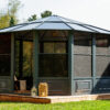Florence Free Standing Solarium 12x12 Grey With Polycarbonate Roof