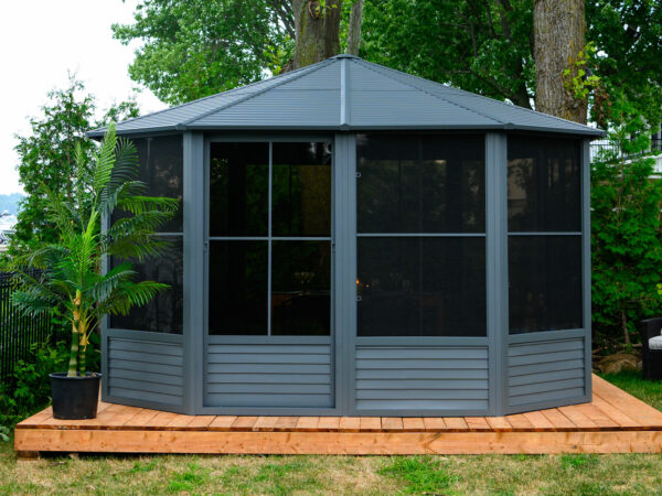 Florence Free Standing Solarium 12x12 Grey With Metal Roof
