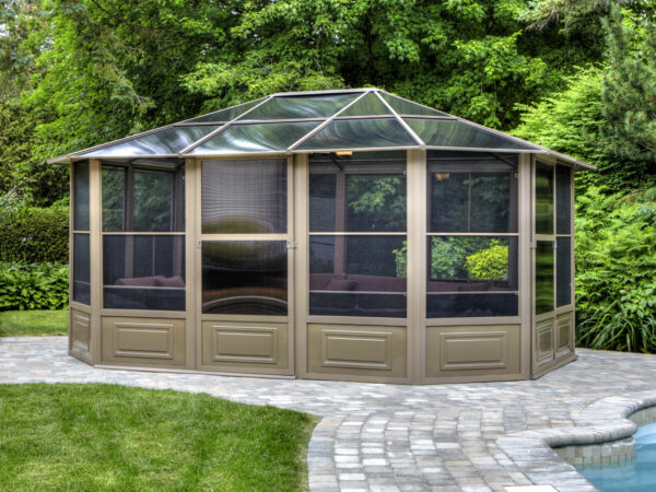 Solarium Florence Auto-Portant 12x15 Beige Avec Toît en Polycarbonate