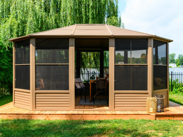 Solarium Florence Auto-Portant 12x15 Beige Avec Toît en Métal