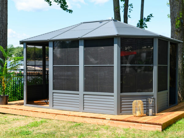 Solarium Florence Auto-Portant 12x15 Gris Avec Toît en Métal – Image 3