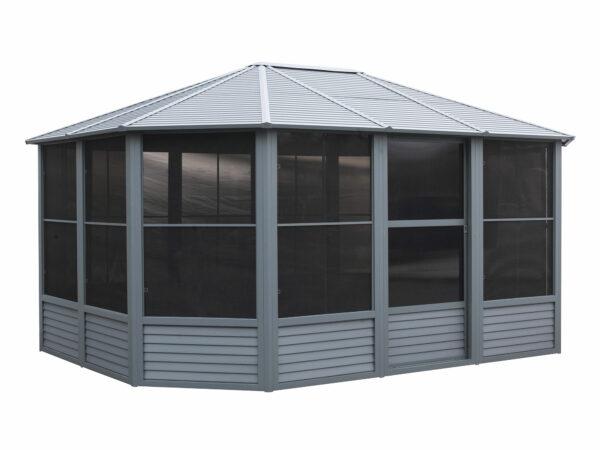 Solarium Florence Auto-Portant 12x15 Gris Avec Toît en Métal – Image 15