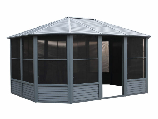 Solarium Florence Auto-Portant 12x15 Gris Avec Toît en Métal – Image 16