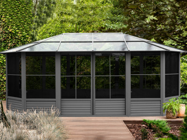 Florence Free Standing Solarium 12x18 Grey With Polycarbonate Roof