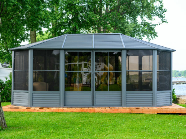 Florence Free Standing Solarium 12x18 Grey With Metal Roof