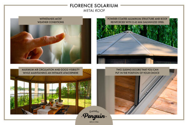 Solarium Florence Auto-Portant 12x18 Beige Avec Toît en Métal – Image 19
