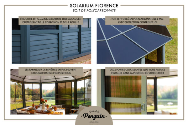 Florence Free Standing Solarium 12x18 Grey With Polycarbonate Roof - Image 14