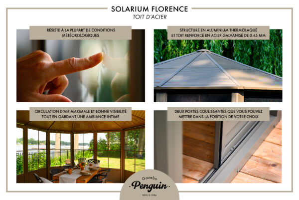 Solarium Florence Auto-Portant 12x15 Beige Avec Toît en Métal – Image 21