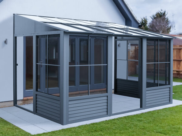 Solarium Florence Wall 8x16 Grey With Polycarbonate Roof