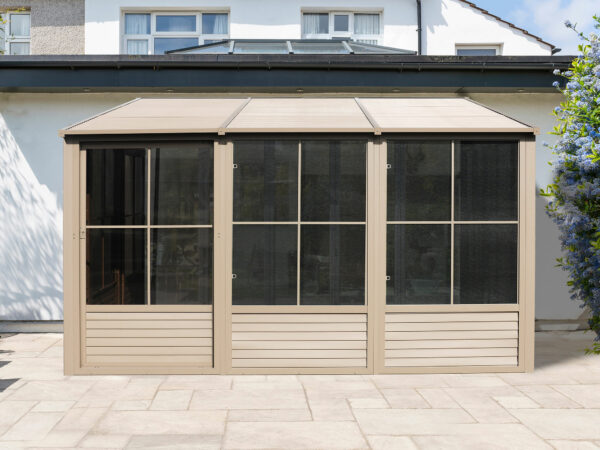 Solarium Florence Mural 8x12 Beige Avec Toît en Métal