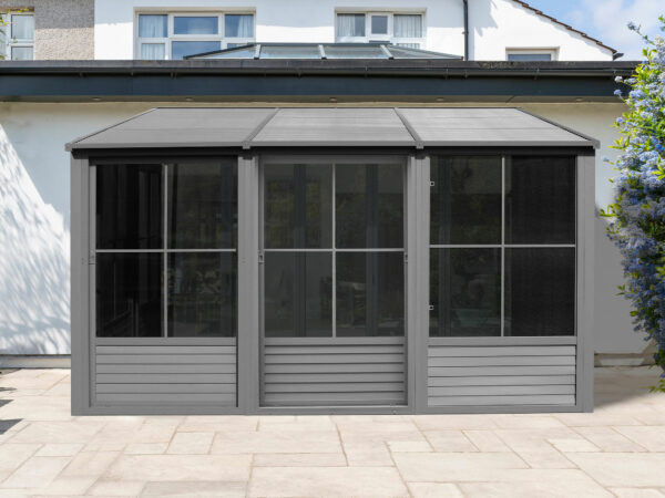 Florence Wall Mounted Solarium 8x12 Grey With Metal Roof