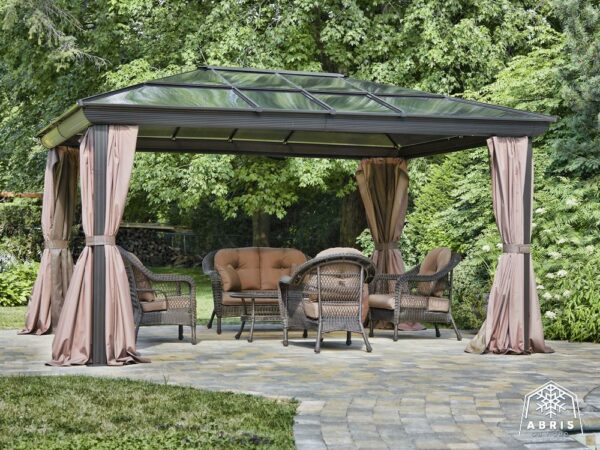 Gazebo Model Venus - 12x14 Beige Aluminum With Polycarbonate Roof