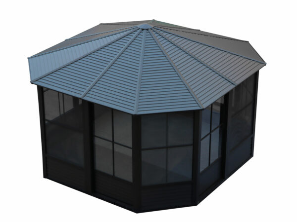 Solarium Florence Auto-Portant 12x12 Noir Avec Toît en Métal – Image 4