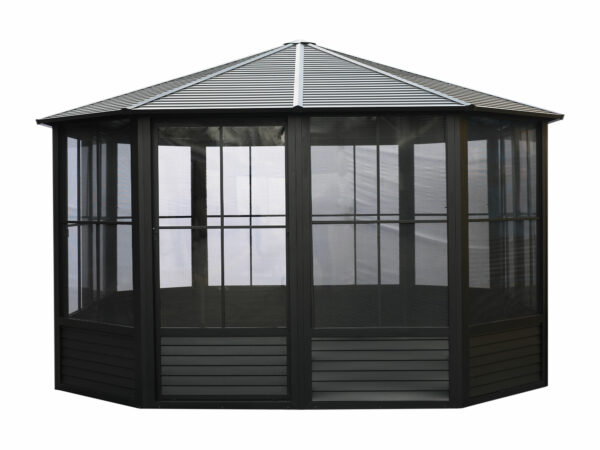 Solarium Florence Auto-Portant 12x12 Noir Avec Toît en Métal – Image 10