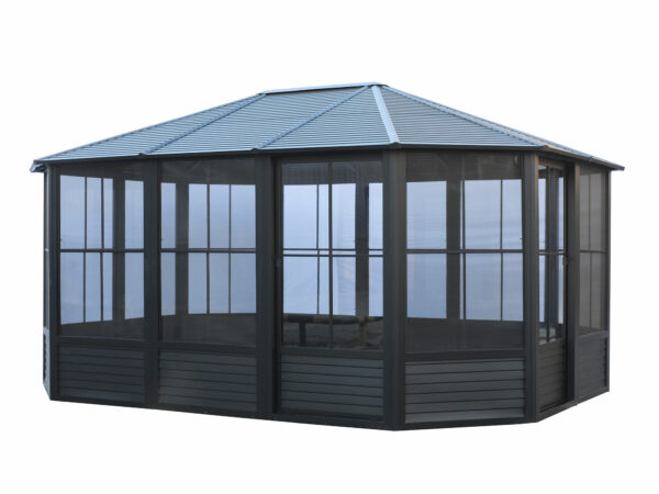 Solarium Florence Auto-Portant 12x15 Noir Avec Toît en Métal – Image 4