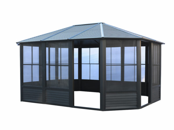 Solarium Florence Auto-Portant 12x15 Noir Avec Toît en Métal – Image 5
