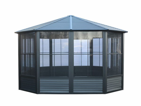 Solarium Florence Auto-Portant 12x15 Noir Avec Toît en Métal – Image 6