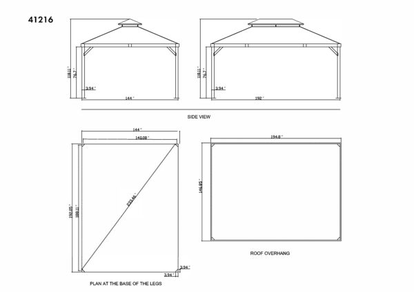 Gazebo Modèle Yosemite - 12x16 En Aluminium Toit en Métal – Image 2