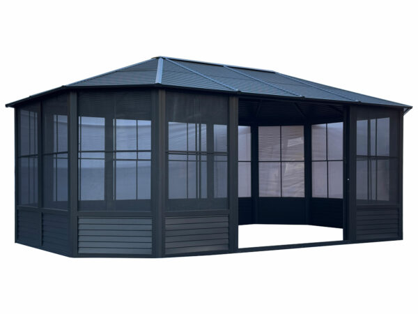 Solarium Florence Auto-Portant 12x18 Noir Avec Toît en Métal – Image 5
