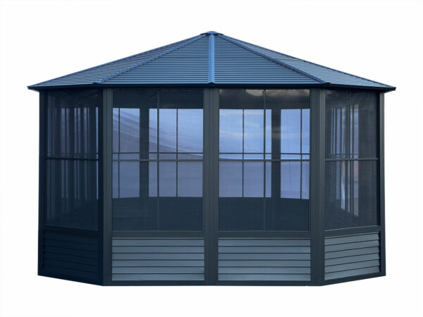 Solarium Florence Auto-Portant 12x18 Noir Avec Toît en Métal – Image 6