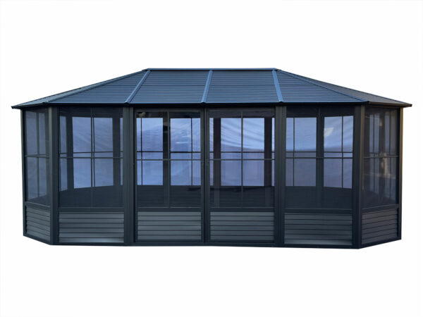 Solarium Florence Auto-Portant 12x18 Noir Avec Toît en Métal – Image 13