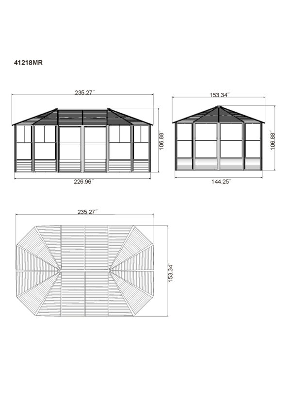 Solarium Florence Auto-Portant 12x18 Noir Avec Toît en Métal – Image 2