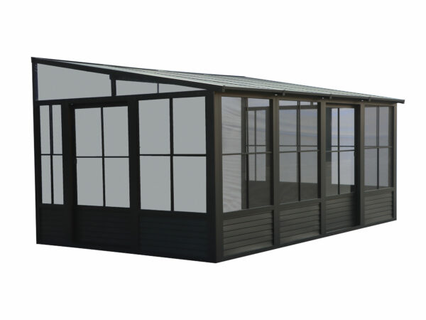 Solarium Florence Mural 10x16 Noir Avec Toît en Métal – Image 4